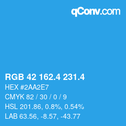 カラーコード: RGB 42 162.4 231.4 | qconv.com