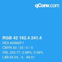 カラーコード: RGB 42 162.4 241.4 | qconv.com