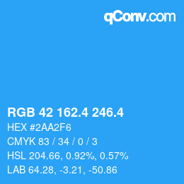 カラーコード: RGB 42 162.4 246.4 | qconv.com