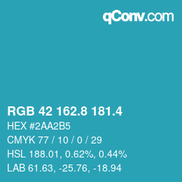 カラーコード: RGB 42 162.8 181.4 | qconv.com
