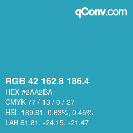 カラーコード: RGB 42 162.8 186.4 | qconv.com