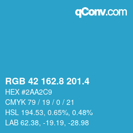 カラーコード: RGB 42 162.8 201.4 | qconv.com