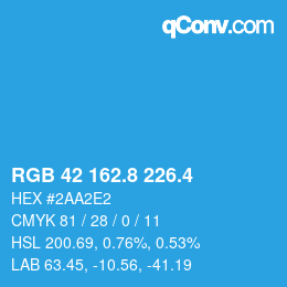 カラーコード: RGB 42 162.8 226.4 | qconv.com