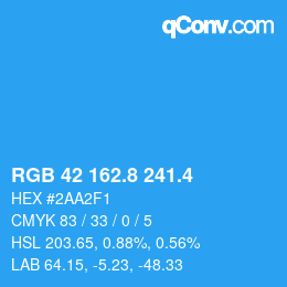 カラーコード: RGB 42 162.8 241.4 | qconv.com