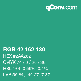 Color code: RGB 42 162 130 | qconv.com
