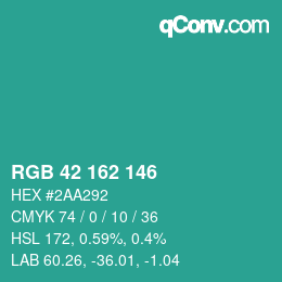 Color code: RGB 42 162 146 | qconv.com