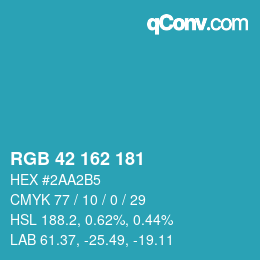 Color code: RGB 42 162 181 | qconv.com
