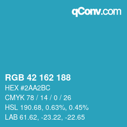 Color code: RGB 42 162 188 | qconv.com