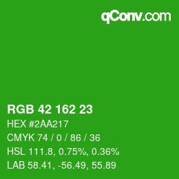 Color code: RGB 42 162 23 | qconv.com