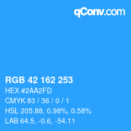 カラーコード: RGB 42 162 253 | qconv.com