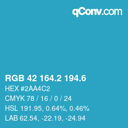カラーコード: RGB 42 164.2 194.6 | qconv.com
