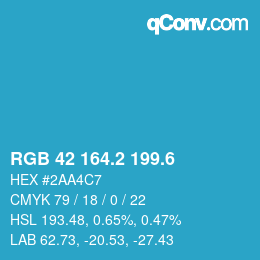 カラーコード: RGB 42 164.2 199.6 | qconv.com