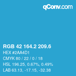 カラーコード: RGB 42 164.2 209.6 | qconv.com