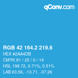 カラーコード: RGB 42 164.2 219.6 | qconv.com
