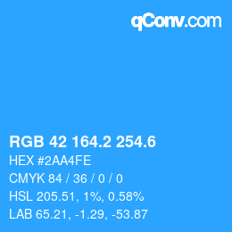 カラーコード: RGB 42 164.2 254.6 | qconv.com