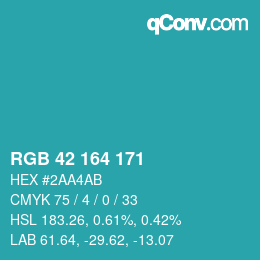 Color code: RGB 42 164 171 | qconv.com