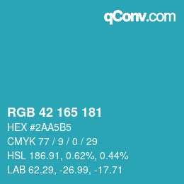 Color code: RGB 42 165 181 | qconv.com