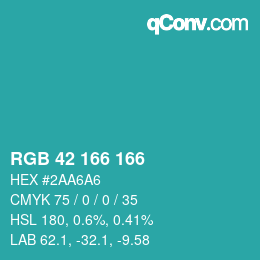 Color code: RGB 42 166 166 | qconv.com