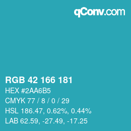 Color code: RGB 42 166 181 | qconv.com