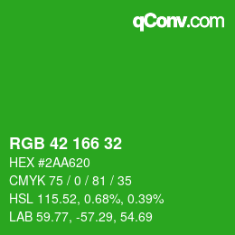 Color code: RGB 42 166 32 | qconv.com