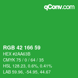 Color code: RGB 42 166 59 | qconv.com