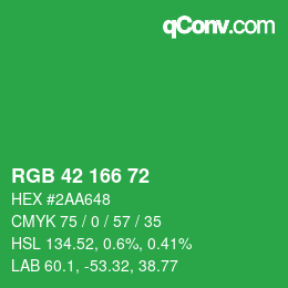 カラーコード: RGB 42 166 72 | qconv.com