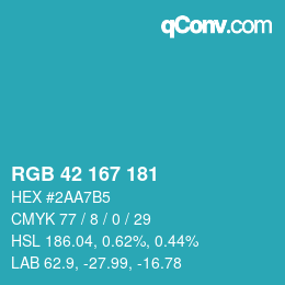 Color code: RGB 42 167 181 | qconv.com