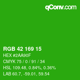Color code: RGB 42 169 15 | qconv.com