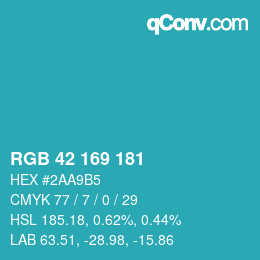 Color code: RGB 42 169 181 | qconv.com