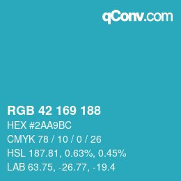 Color code: RGB 42 169 188 | qconv.com