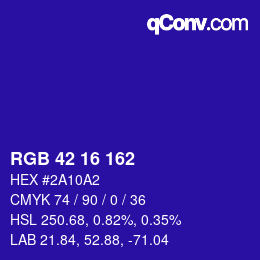 Color code: RGB 42 16 162 | qconv.com