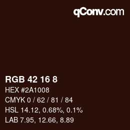 Color code: RGB 42 16 8 | qconv.com