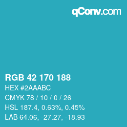 Color code: RGB 42 170 188 | qconv.com