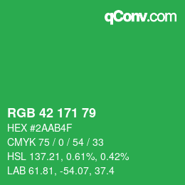 Color code: RGB 42 171 79 | qconv.com