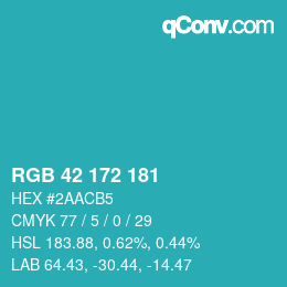 Color code: RGB 42 172 181 | qconv.com