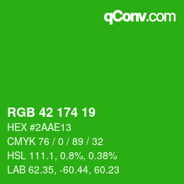 Color code: RGB 42 174 19 | qconv.com