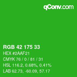 Color code: RGB 42 175 33 | qconv.com