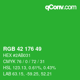 Color code: RGB 42 176 49 | qconv.com