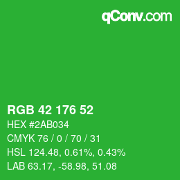 Color code: RGB 42 176 52 | qconv.com