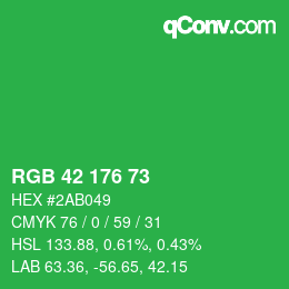 カラーコード: RGB 42 176 73 | qconv.com