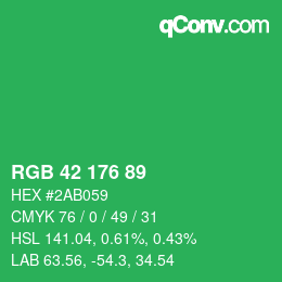 Color code: RGB 42 176 89 | qconv.com