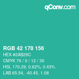 Color code: RGB 42 178 156 | qconv.com