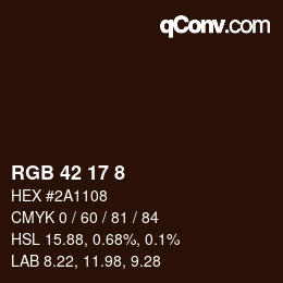 Color code: RGB 42 17 8 | qconv.com