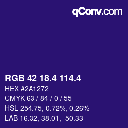 カラーコード: RGB 42 18.4 114.4 | qconv.com