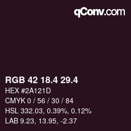 カラーコード: RGB 42 18.4 29.4 | qconv.com