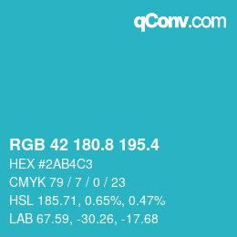 カラーコード: RGB 42 180.8 195.4 | qconv.com