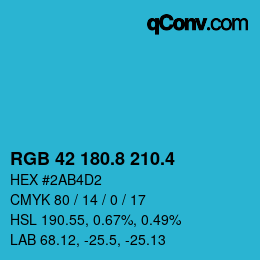 カラーコード: RGB 42 180.8 210.4 | qconv.com