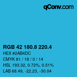 カラーコード: RGB 42 180.8 220.4 | qconv.com