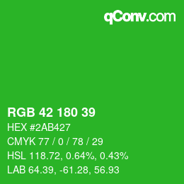 Color code: RGB 42 180 39 | qconv.com