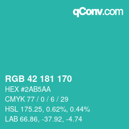 Color code: RGB 42 181 170 | qconv.com